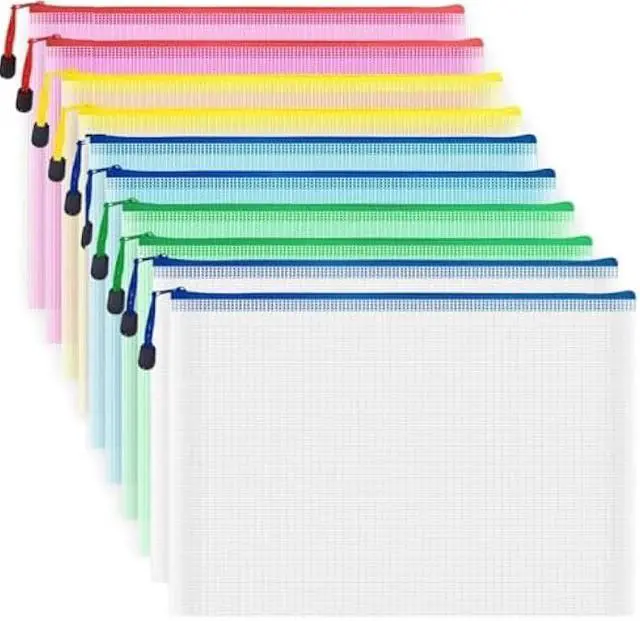 Main image of 20pcs Mesh Zipper Pouch, B4 Mesh ZipperPouch Zipper File Bags Document Bags Office File Holders Zip File Bags Folders for School Office Supplies and Travel Storage (20pcs B4 (5Colors))