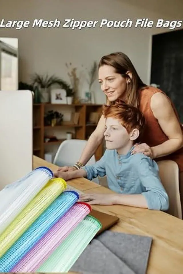 Alt view image 5 of 6 - 20pcs Mesh Zipper Pouch, B4 Mesh ZipperPouch Zipper File Bags Document Bags Office File Holders Zip File Bags Folders for School Office Supplies and Travel Storage (20pcs B4 (5Colors))