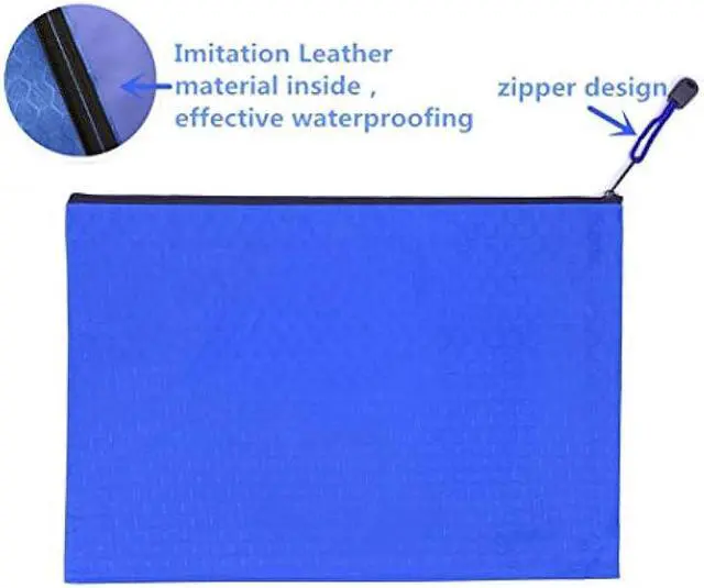 Alt view image 2 of 5 - 15 Pcs A4 Size Zipper File Bags 3 Colors Waterproof Oxford Bag Use for Business Document Organizer and Office Stationery Storage