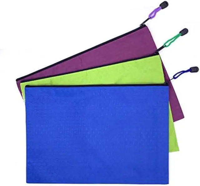 Alt view image 5 of 5 - 15 Pcs A4 Size Zipper File Bags 3 Colors Waterproof Oxford Bag Use for Business Document Organizer and Office Stationery Storage