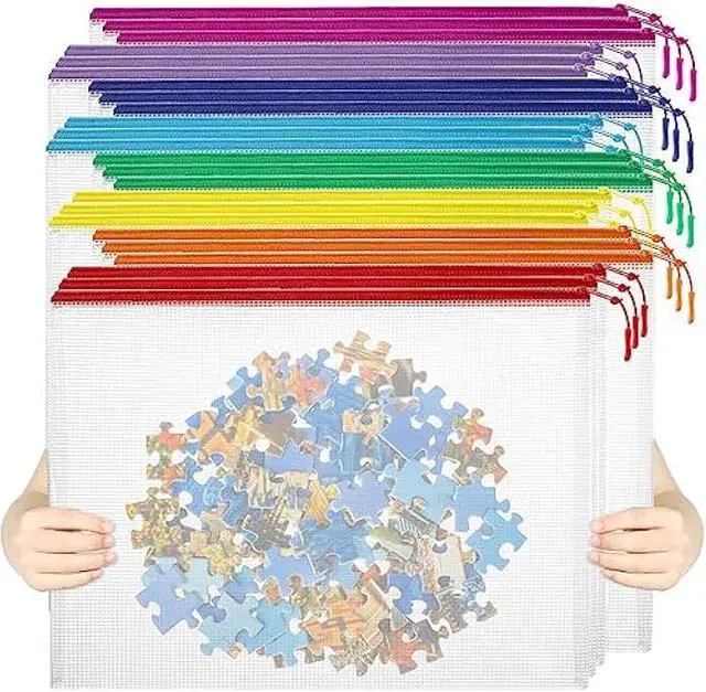 Main image of YOPCDJ 24pcs Mesh Zipper Pouch File Bags Puzzle Storage Bags, A3 17x12 Inches Large Reusable Zipper Pouches for Organizing Classroom Board Game Organization
