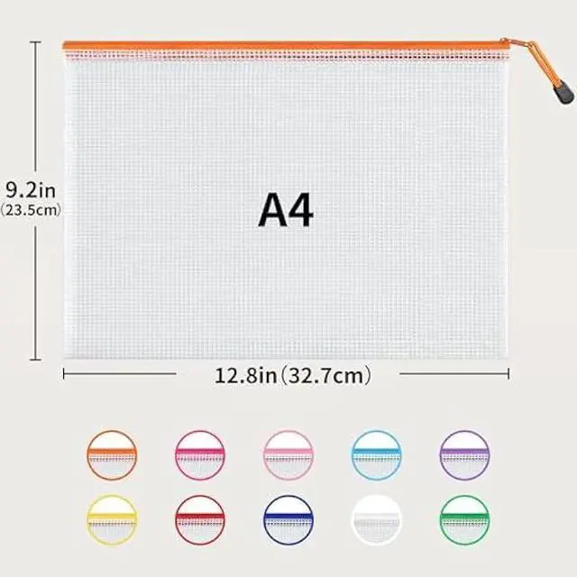 Alt view image 2 of 5 - JARLINK 36 Pack 10 Colors Zipper Mesh Document Pouch, A4 Letter Size Mesh Bags for Board Games & Puzzles, Waterproof Document Zipper Pouches for Office School Supplies, Toys, Cosmetics Travel Storage
