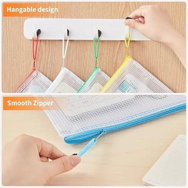 Alt view image 4 of 5 - JARLINK 36 Pack 10 Colors Zipper Mesh Document Pouch, A4 Letter Size Mesh Bags for Board Games & Puzzles, Waterproof Document Zipper Pouches for Office School Supplies, Toys, Cosmetics Travel Storage