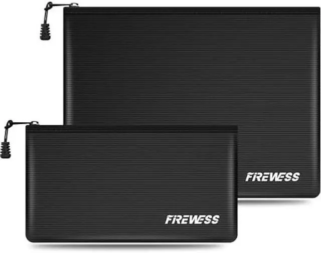 Main image of Fireproof Document Bag -2 Pack 13.4x10 and 11x6 Non-Itchy Fireproof Money Bag, Waterproof Zipper Holder for Valuables, Fire & Water Resistant Safe Pouch for File,Cash,Passport,Keys