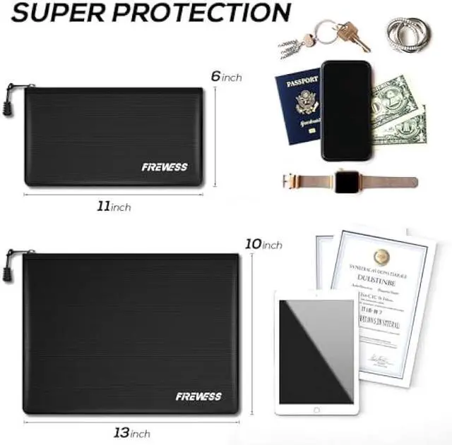 Alt view image 4 of 5 - Fireproof Document Bag -2 Pack 13.4x10 and 11x6 Non-Itchy Fireproof Money Bag, Waterproof Zipper Holder for Valuables, Fire & Water Resistant Safe Pouch for File,Cash,Passport,Keys