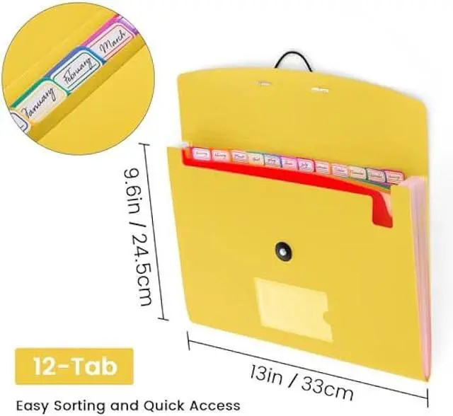 Alt view image 2 of 7 - 6 Pack Accordion File Organizer with Labels, 13 Pocket Expanding File Folder for Letter Size A4 Papers, Ideal for Home, Office Supplies, College Essentials