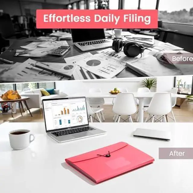 Alt view image 4 of 7 - 6 Pack Accordion File Organizer with Labels, 13 Pocket Expanding File Folder for Letter Size A4 Papers, Ideal for Home, Office Supplies, College Essentials