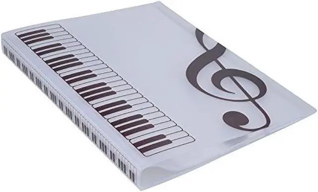 Main image of Music Sheet File Paper Storage Folder Documents Holder Blank Sheet Files Plastic A4 Size 40 Pockets (G Clef-white)