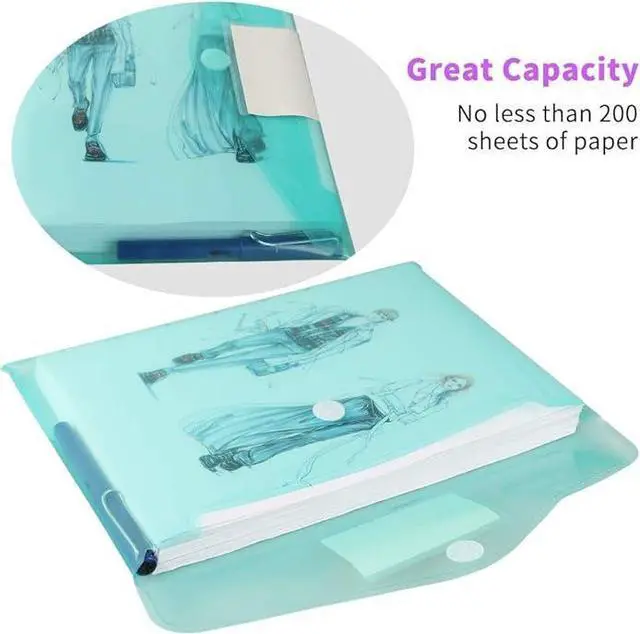 Alt view image 2 of 6 - Plastic File Folders, 40 Pcs Transparent Envelopes Letter Size / A4 Size Waterproof File Pouches with Label Pocket and Snap Button for School Home Work Office Organization 8 Colours