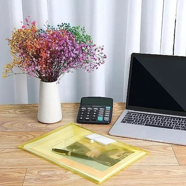 Alt view image 6 of 6 - Plastic File Folders, 40 Pcs Transparent Envelopes Letter Size / A4 Size Waterproof File Pouches with Label Pocket and Snap Button for School Home Work Office Organization 8 Colours