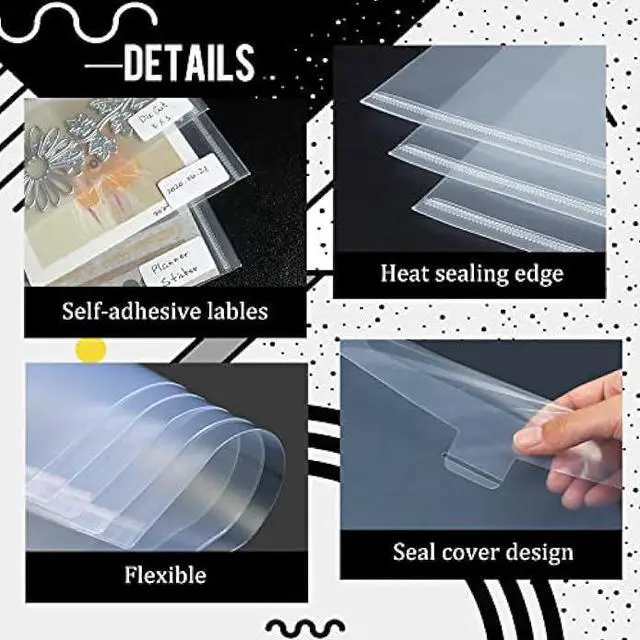 Alt view image 4 of 7 - 60 Pack 5x7 Clear Plastic Envelopes for Cash, Photo, Paper Document, Card Storage, Small Money Saving Holder with Slide-on Seal Closure, Waterproof Plastic File Folder, for School and Office Supplies