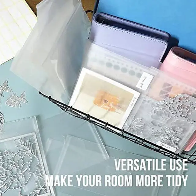 Alt view image 6 of 7 - 60 Pack 5x7 Clear Plastic Envelopes for Cash, Photo, Paper Document, Card Storage, Small Money Saving Holder with Slide-on Seal Closure, Waterproof Plastic File Folder, for School and Office Supplies