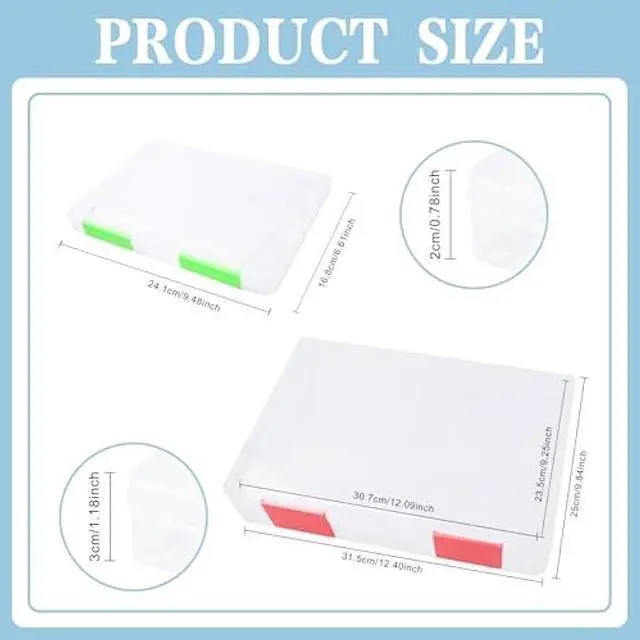 Alt view image 2 of 6 - Olutacot 12 Pcs Clear A4 A5 File Box Document Plastic Storage Box with 48 Labels File Holder Organizer Paper Plastic Case Magazine Protector with Buckle Office School Supplies