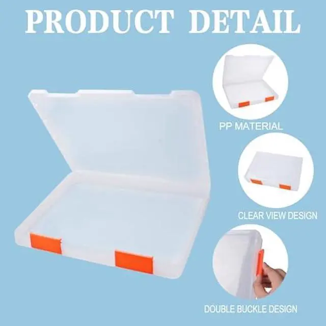 Alt view image 3 of 6 - Olutacot 12 Pcs Clear A4 A5 File Box Document Plastic Storage Box with 48 Labels File Holder Organizer Paper Plastic Case Magazine Protector with Buckle Office School Supplies