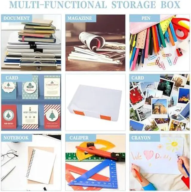 Alt view image 5 of 6 - Olutacot 12 Pcs Clear A4 A5 File Box Document Plastic Storage Box with 48 Labels File Holder Organizer Paper Plastic Case Magazine Protector with Buckle Office School Supplies