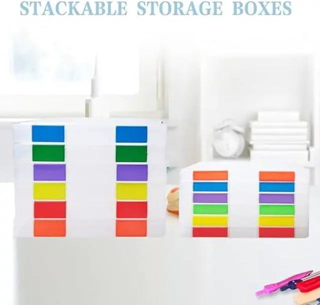 Alt view image 6 of 6 - Olutacot 12 Pcs Clear A4 A5 File Box Document Plastic Storage Box with 48 Labels File Holder Organizer Paper Plastic Case Magazine Protector with Buckle Office School Supplies