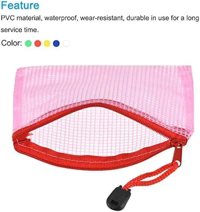 Alt view image 3 of 6 - MECCANIXITY Mesh Zipper Bags, B8 Size Plastic Zip Pouch File Zipper Document Folder for Office Supplies Home Travel, Assorted Colors Pack of 6