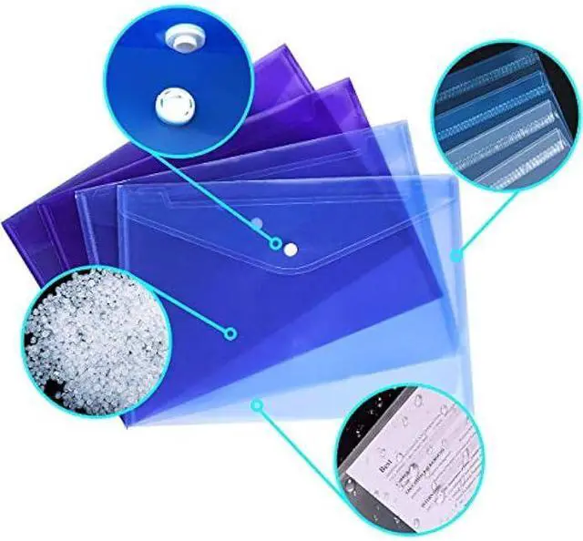 Alt view image 3 of 5 - 6PACK A4 Plastic Wallets Folder Foolscap Document Office School Files Envelope Folders Pockets, 6 Colors