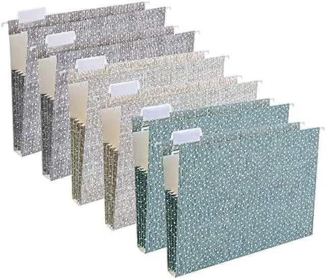 Main image of Y YOMA 6 Pack Extra Capacity Hanging File Folders Letter Size Accordion Decorative Reinforced File Folder Cute Expandable Folder for Office Home with 1/5-Cut Adjustable Tabs, Printing Cloth Pattern