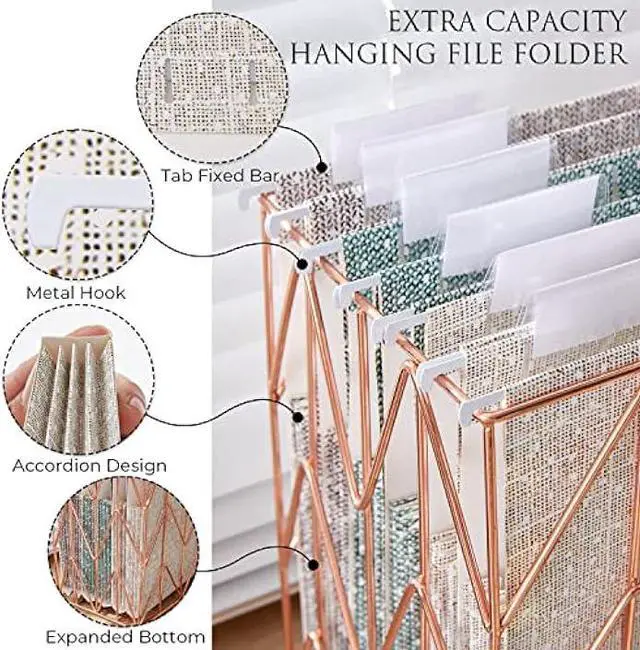 Alt view image 3 of 5 - Y YOMA 6 Pack Extra Capacity Hanging File Folders Letter Size Accordion Decorative Reinforced File Folder Cute Expandable Folder for Office Home with 1/5-Cut Adjustable Tabs, Printing Cloth Pattern