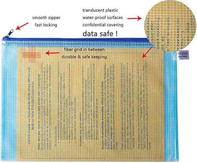 Alt view image 2 of 6 - MILEKE Waterproof A4 Mesh Zipper Pouch, Office File Holders, Durable School Filing Envelopes, Confidential Document Bags, 10/Pack