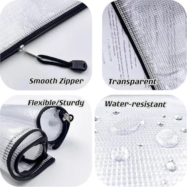 Alt view image 3 of 6 - Oaimyy-B4(11.5x 15), Mesh Zipper Pouch Document Folders Bag Plastic Zip File Folders for School Office Supplies, Travel, Organizing Storage-Black,6 Pcs
