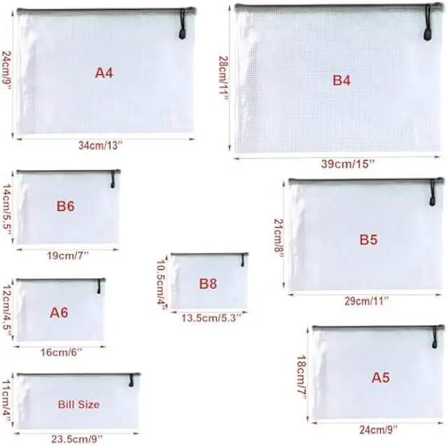 Alt view image 2 of 6 - Oaimyy-B4(11.5x 15), Mesh Zipper Pouch Document Folders Bag Plastic Zip File Folders for School Office Supplies, Travel, Organizing Storage-Black,6 Pcs