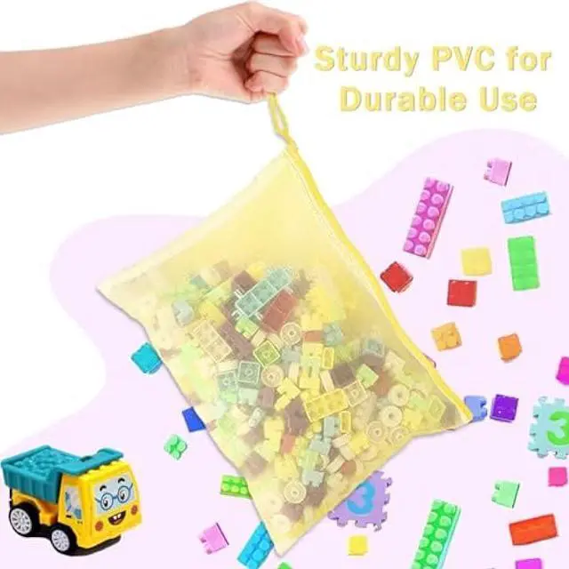 Alt view image 3 of 6 - Qualsen 24 pcs Mesh Zipper Pouch, Mesh Zipper File Bags A4, Waterproof Plastic Document Pouch File Holders for Office School Supplies Travel Storage Bags