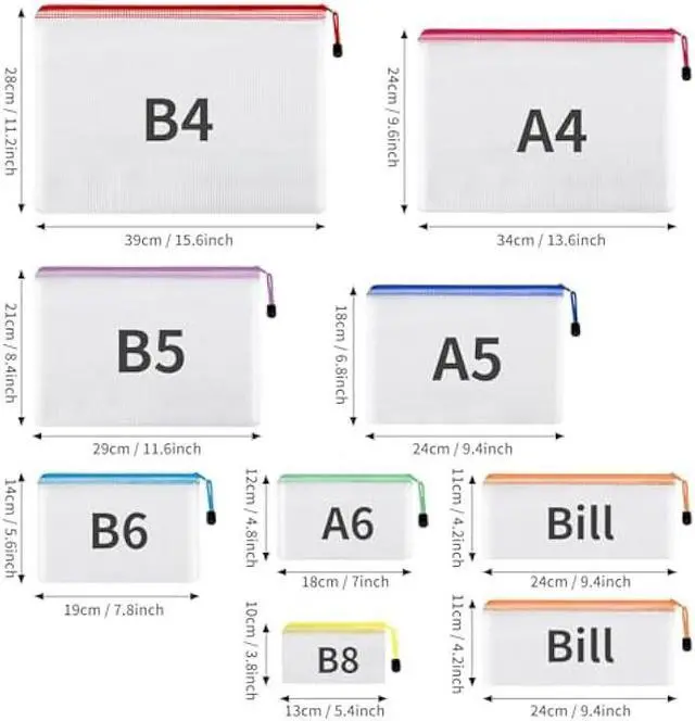 Alt view image 2 of 6 - REFUN 26pcs Mesh Bag Organizer with Zipper, Waterproof Reusable Storage Pouches for Travel, Office & Home, 8 Sizes 8 Colors, Multi-Purpose File Folder Pockets (Mesh Ziplock Bags)