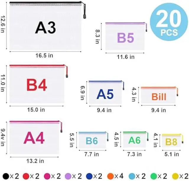 Alt view image 2 of 7 - Mesh Zipper Pouch,Waterproof Zipper Bags,Multipurpose Plastic Document Pouch for School Supplies, Office Supplies, Travel Storage, Puzzles Organize.