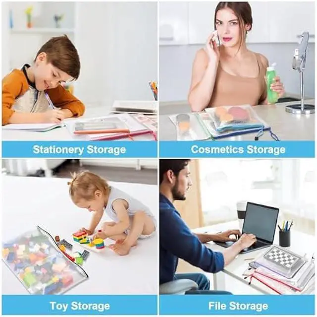 Alt view image 6 of 7 - Mesh Zipper Pouch,Waterproof Zipper Bags,Multipurpose Plastic Document Pouch for School Supplies, Office Supplies, Travel Storage, Puzzles Organize.