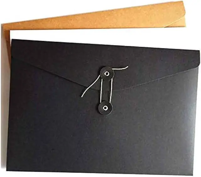 Alt view image 6 of 7 - VANRA Kraft String Envelope File Folder Project Pockets File Jacket Document Organizer Flat-No Expansion A4 Letter Size (Black, Pack of 5)