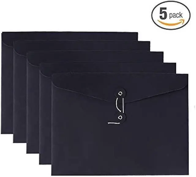 Alt view image 7 of 7 - VANRA Kraft String Envelope File Folder Project Pockets File Jacket Document Organizer Flat-No Expansion A4 Letter Size (Black, Pack of 5)