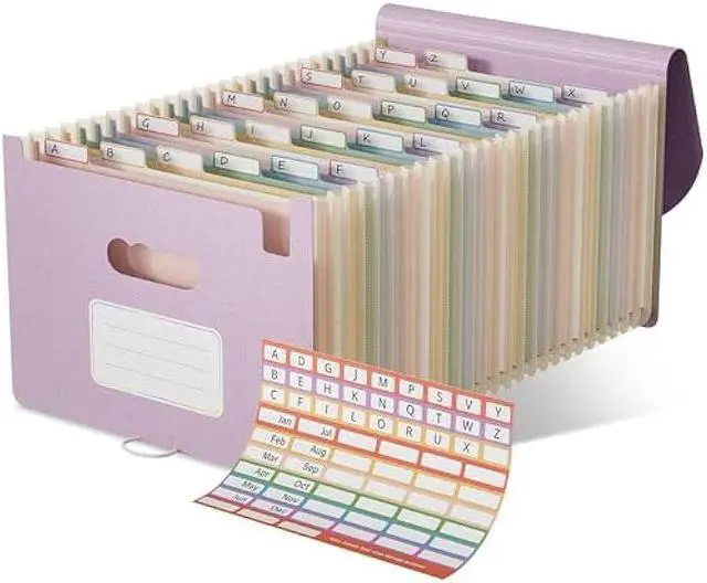 Main image of EcoStash Accordion File Organizer, 26 Pockets Wheat Straw Expanding File Folder, Monthly Bill Receipt Organizer, A-Z Tabs, 100% BPA Free, Return to Nature, Healthy Living-Lavender Purple