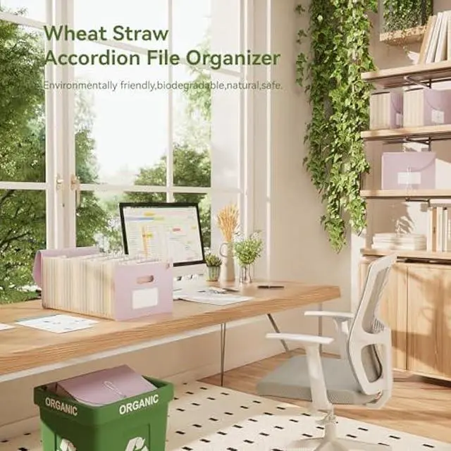 Alt view image 2 of 6 - EcoStash Accordion File Organizer, 26 Pockets Wheat Straw Expanding File Folder, Monthly Bill Receipt Organizer, A-Z Tabs, 100% BPA Free, Return to Nature, Healthy Living-Lavender Purple