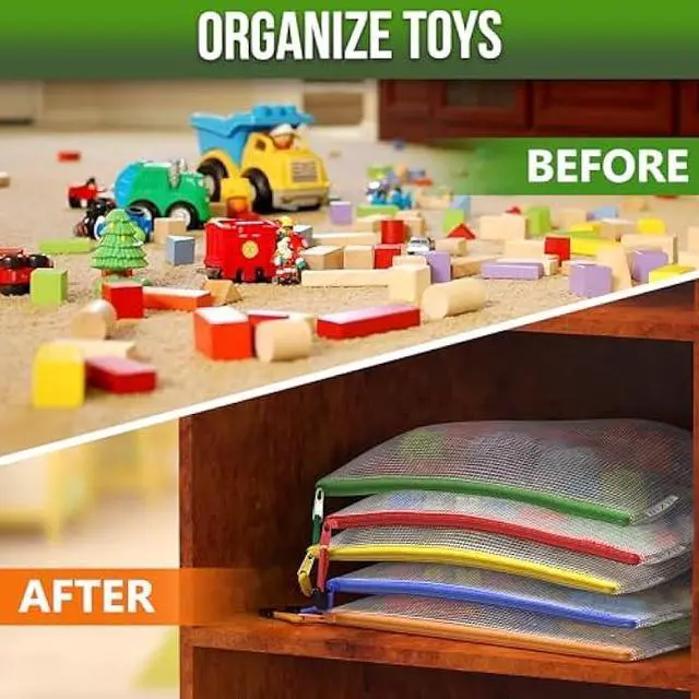 Alt view image 4 of 5 - 5 Pack A3 Mesh Zipper Pouch - Plastic Organizing Pouches 17.7x12.6 in - Board Game Storage - Puzzle Organizer - Large Mesh Pouch With Zipper for Puzzles and Games