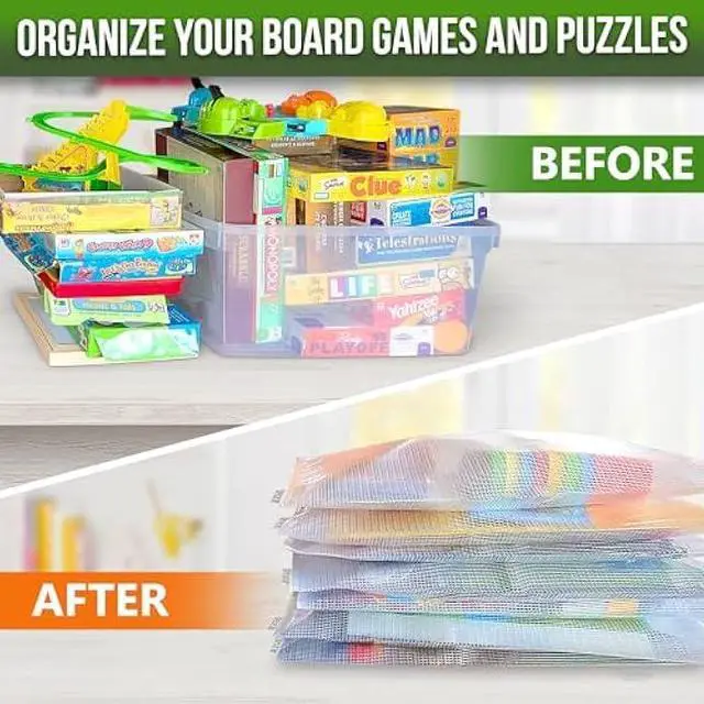 Alt view image 5 of 5 - 5 Pack A3 Mesh Zipper Pouch - Plastic Organizing Pouches 17.7x12.6 in - Board Game Storage - Puzzle Organizer - Large Mesh Pouch With Zipper for Puzzles and Games