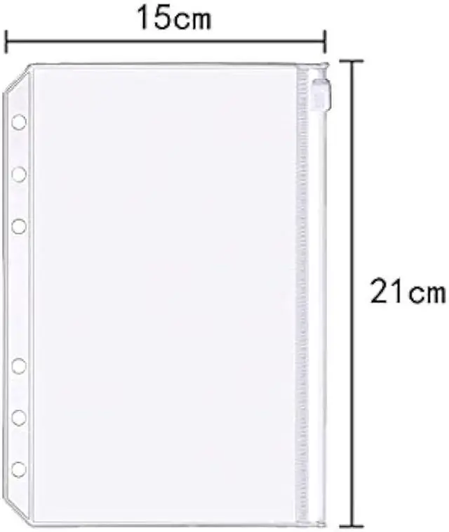 Alt view image 2 of 6 - A5 Binder Pockets, 10 PCS Plastic Waterproof Binder Zipper Folders for Notebooks, Documents, Cash Storage (6 Holes)