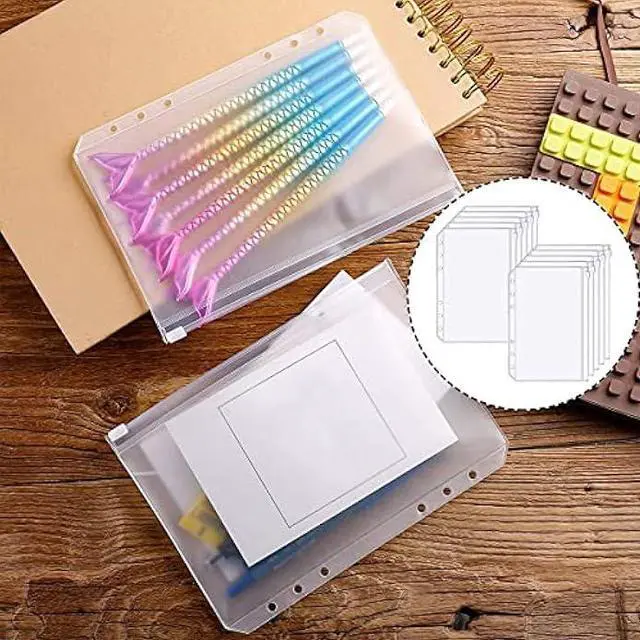 Alt view image 4 of 6 - A5 Binder Pockets, 10 PCS Plastic Waterproof Binder Zipper Folders for Notebooks, Documents, Cash Storage (6 Holes)