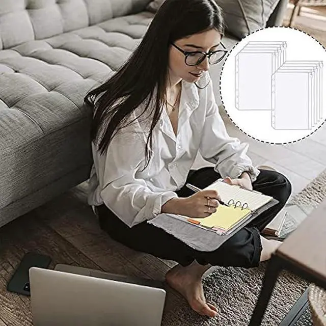 Alt view image 6 of 6 - A5 Binder Pockets, 10 PCS Plastic Waterproof Binder Zipper Folders for Notebooks, Documents, Cash Storage (6 Holes)