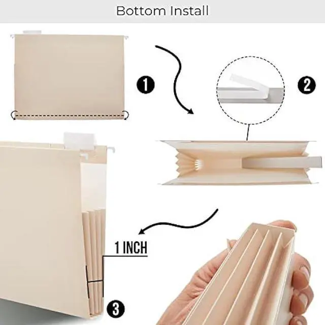 Alt view image 2 of 5 - Y YOMA 6 Pack Extra Capacity Hanging File Folders Letter Size Accordion Decorative Reinforced File Folder Cute Colored Expandable Folder for Office Home with 1/5-Cut Adjustable Tabs, Mocha Color