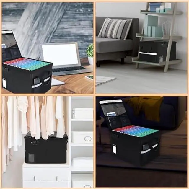 Alt view image 3 of 7 - Upgraded 5200°F Fireproof Document File Organizer Box, Fireproof Storage Filing Cabinet with Lock, Portable Office Safe Box for Hanging Letter/Legal Folder 16.1 x 12.9 x 11in (Black)