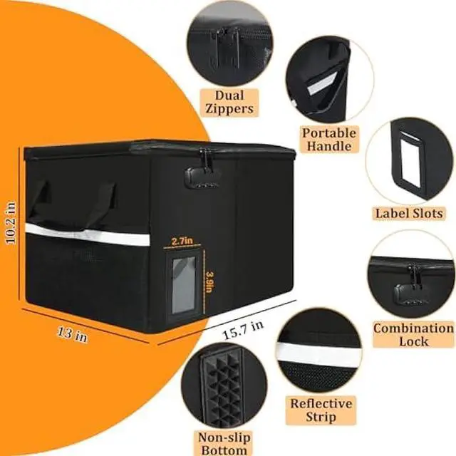 Alt view image 7 of 7 - Upgraded 5200°F Fireproof Document File Organizer Box, Fireproof Storage Filing Cabinet with Lock, Portable Office Safe Box for Hanging Letter/Legal Folder 16.1 x 12.9 x 11in (Black)