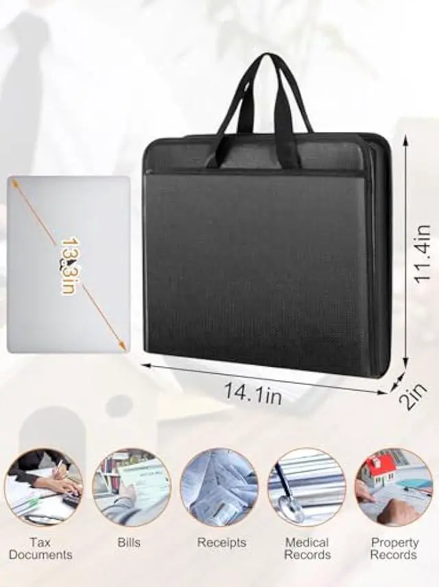 Alt view image 5 of 5 - onvvippiv Important Document Organizer Folio Accordion File Organizer Fireproof Expanding File Folder Storage Box with Zipper Labels 13 Pockets for Business Office Receipt Travel