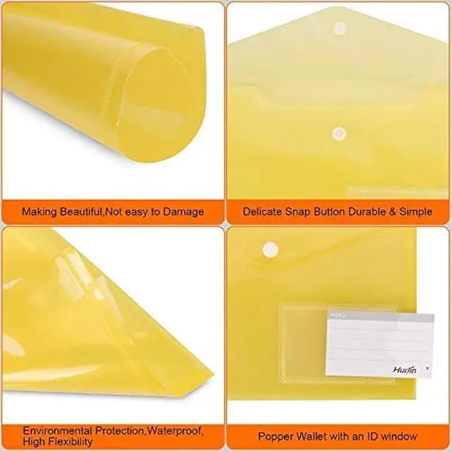 Alt view image 3 of 7 - Acrux7 24PCS A5 Poly Envelope Folders, Multi-Colored A5 Plastic Envelopes with Snap Closure, Clear A5 Document Storage Folder with Pockets for School Home Work and Office Organization