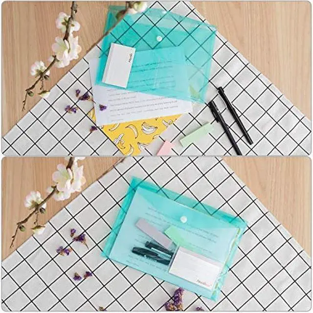 Alt view image 5 of 7 - Acrux7 24PCS A5 Poly Envelope Folders, Multi-Colored A5 Plastic Envelopes with Snap Closure, Clear A5 Document Storage Folder with Pockets for School Home Work and Office Organization