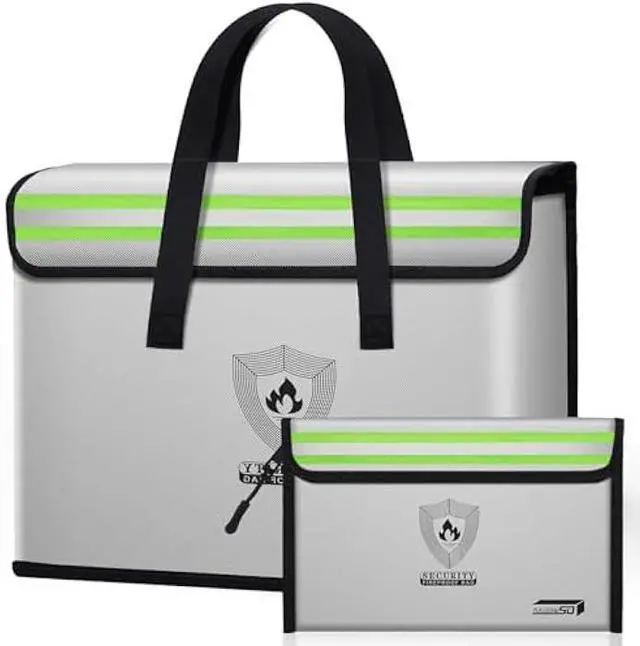 Main image of Fireproof Document & Money Bags, NAIBAOSD Large Fireproof Safe Bag Box (15.4 x 11.8 x 5.2 inches) with Reflective Strip, Fireproof Document Box for Tablet,Valuables,Cash,Jewelry,Documents