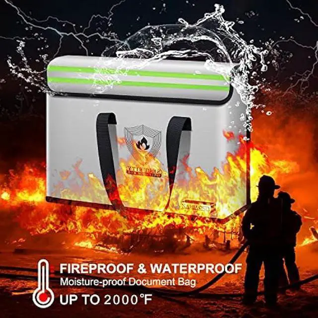 Alt view image 3 of 5 - Fireproof Document & Money Bags, NAIBAOSD Large Fireproof Safe Bag Box (15.4 x 11.8 x 5.2 inches) with Reflective Strip, Fireproof Document Box for Tablet,Valuables,Cash,Jewelry,Documents