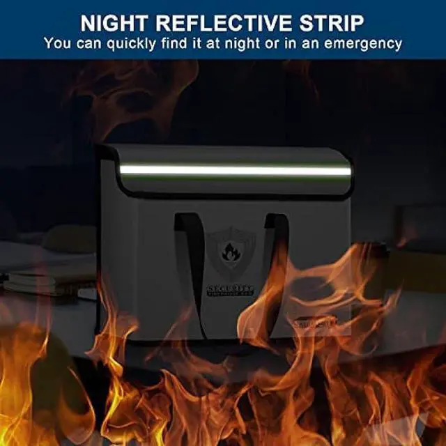 Alt view image 4 of 5 - Fireproof Document & Money Bags, NAIBAOSD Large Fireproof Safe Bag Box (15.4 x 11.8 x 5.2 inches) with Reflective Strip, Fireproof Document Box for Tablet,Valuables,Cash,Jewelry,Documents