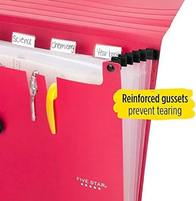 Alt view image 3 of 4 - Five Star 6-Pocket Expanding File Organizer, Plastic Expandable Letter Size File Folders with Pockets, Home Office Supplies, for Receipts, Bills, Documents, Assorted, 1 Count (35552)